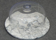 Suporte redondo do bolo de mármore com abóbada, placa de vidro do bolo de mármore transparente