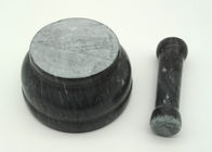 Almofariz de pedra preto do almofariz e do pilão, o de mármore e forma redonda ajustada do pilão