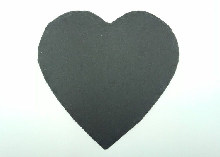 Placemats de pedra natural, ardósia preta chapeia a forma do coração com as almofadas