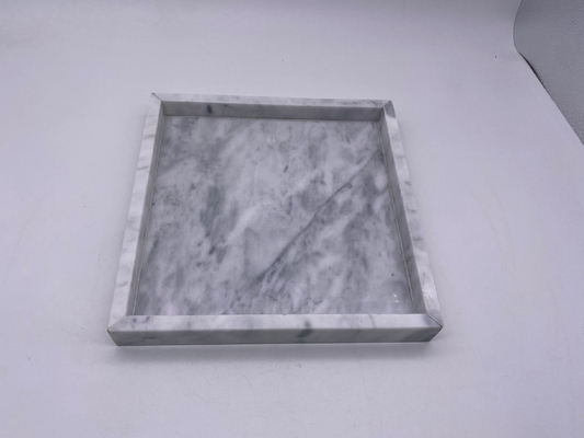 Pedra do retângulo que serve a borda de superfície de mármore natural da bandeja 100%