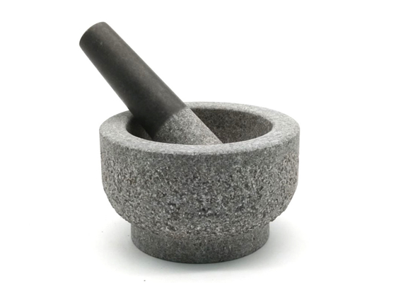 Tigela de moedor de granito não polido Conjunto de almofariz e pilão de pedra resistente para triturador de ervas guacamole pesto